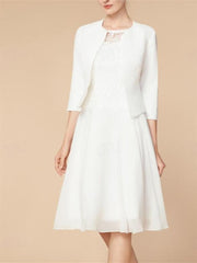 A-Line/Princess 3/4 Length Sleeve Knee Length Mother of the Bride Dresses with Wraps