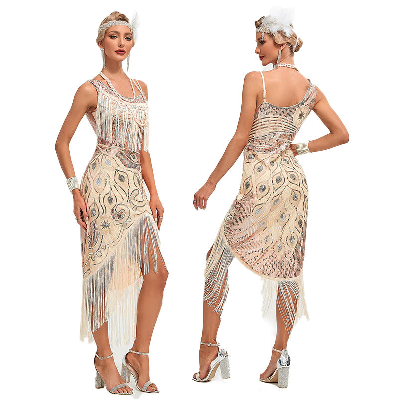 1920s The Great Gatsby Outfit Sheath/Column One-Shoulder Sequins Vintage Dresses