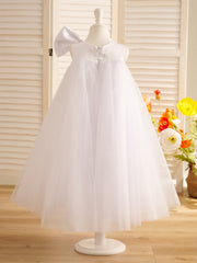 A-line Big Bow Tulle Tea-length Toddler Flower Girl Dress