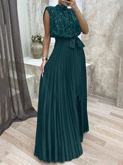 A Line/Princess Crew Neck Floor-Length Sleeveless Wedding Guest Dress
