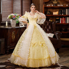 18th Century Ball Gown Round Neck Half Sleeves Rococo Victorian Renaissance Vacation Dress
