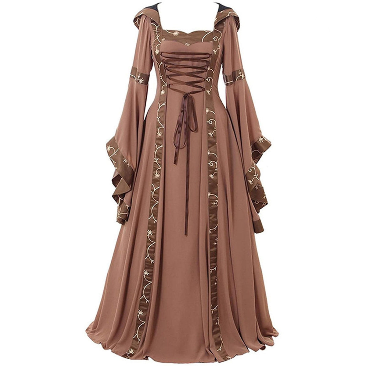 18th Century A-Line/Princess Square Neck Long Length Floor-Length Medieval Renaissance Celtic Fantasy Masquerade Party & Evening Dress