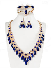 1 set Jewelry 4 pieces Set Drop Earrings For Women's Special Occasion Gemstone Pendant Necklace