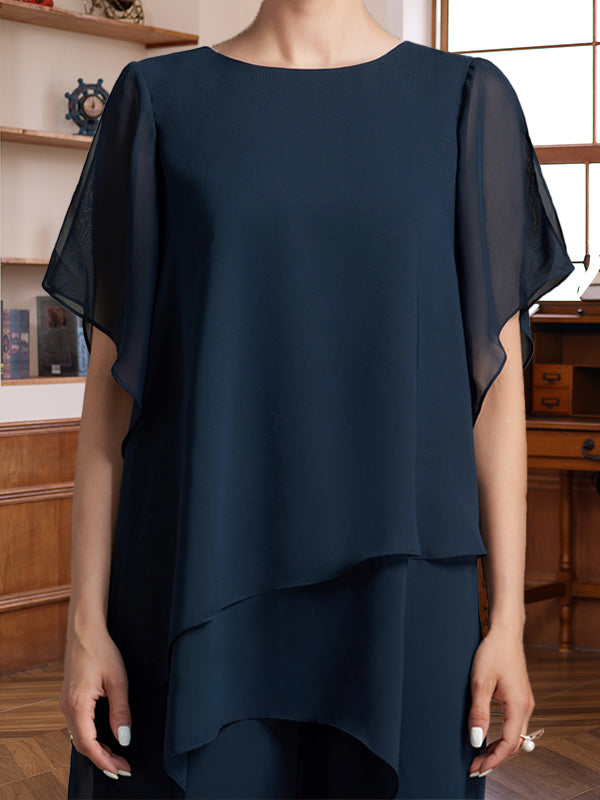 2 Pieces Scoop Half Sleeves Ankle-Length Mother of the Bride & Groom Pantsuits