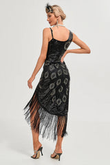 1920s Sheath/Column Scoop Fringe Vintage Costume Party Dresses with Sequins
